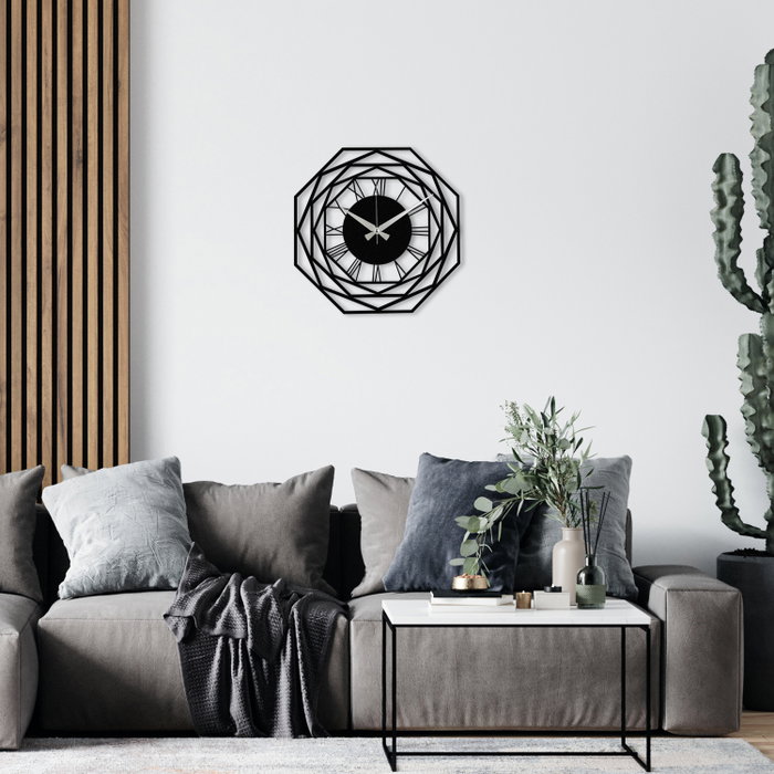 Wallity Enzoclock - S012 Reloj de Pared Decorativo de Metal Negro